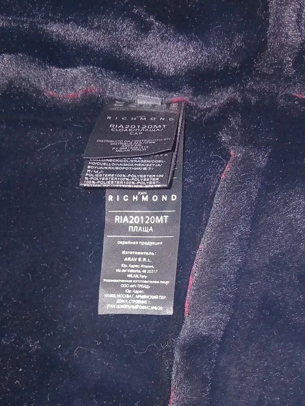 John Richmond Red and Black Plaid Faux Fur Trim Puffer Jacket